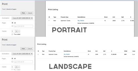 html - Printing, table does not respond to portrait and landscape ...