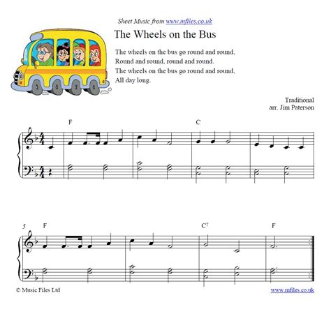 16+ Wheels On The Bus Sheet Music Pdf - MohsinAizah