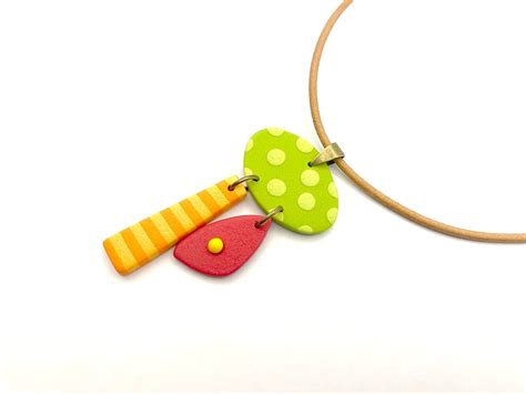 Fun Playful Whimsical Colorful Polymer Clay Pendant - Etsy