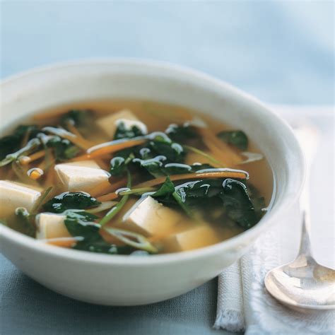 Miso Soup with Tofu, Spinach, and Carrots