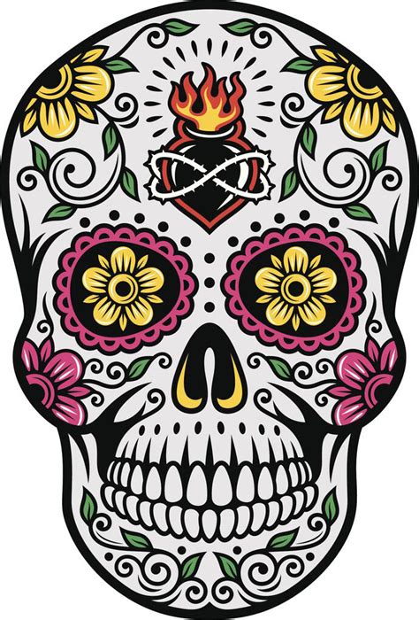 Dia de los Muertos Multicolored Flower Sugar Skull (3) Vinyl Decal Sti – Shinobi Stickers