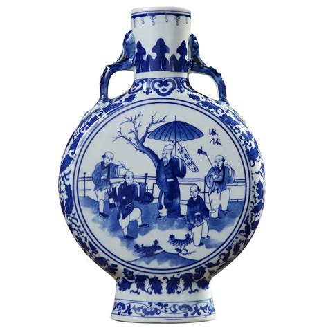 Jingdezhen Antique Blue And White Vase With Chinese Ancient Figures ...