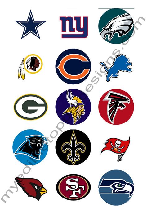 (15) 2" NFL Football NFC Team Logos Edible Print Premium Cupcake/Cooki ...