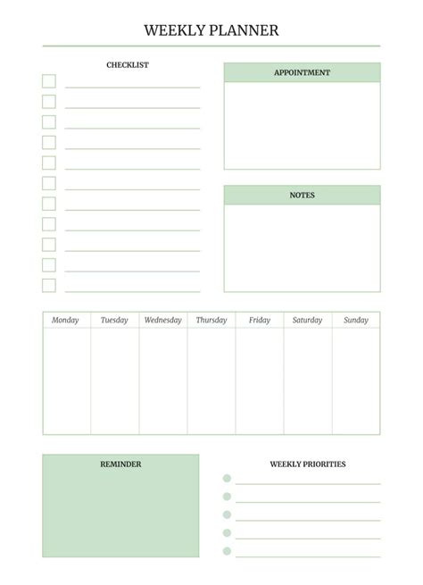 Blank Weekly Schedule Template