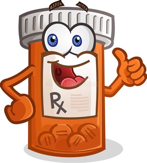 Pill Bottle Smiling Cartoon Character Stock Vector - Illustration of ...