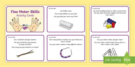 Fine Motor Skills Activity Cards (Teacher-Made)