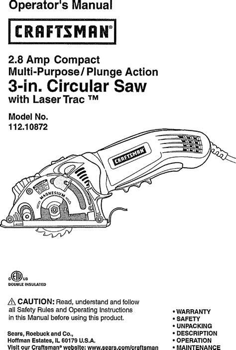 Craftsman 11210872 User Manual CIRCULAR SAW Manuals And Guides L0802124