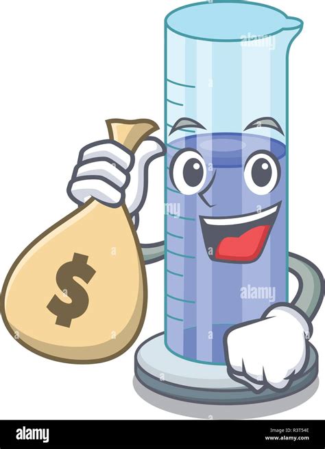 With money bag graduated cylinder with on mascot liquid Stock Vector Image & Art - Alamy