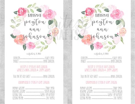 DIY Editable Template Floral Editable LDS Baptism Program Template PB01 lds baptism Printable ...