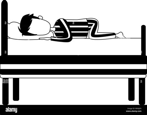 Man sleeping in bed in black and white colors Stock Vector Image & Art - Alamy