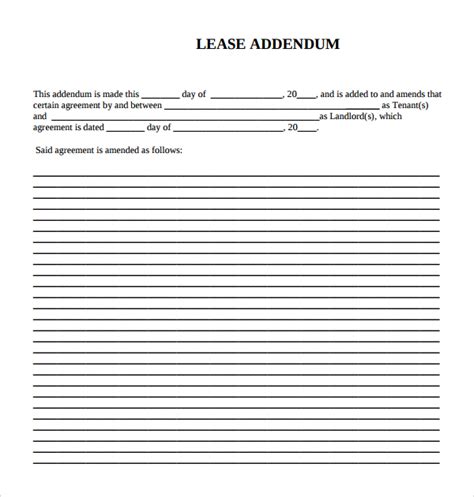 Addendum To Lease Agreement Template | Flyer Template