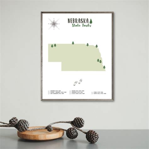 Nebraska State Parks Map | Nebraska Map Print | Gift For Traveler ...