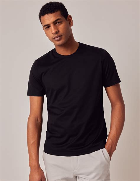 Black Mercerised Cotton T-shirt | Hawes & Curtis