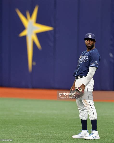 Randy Arozarena of the Tampa Bay Rays looks on during the fifth... | Tampa bay rays, Tampa bay ...