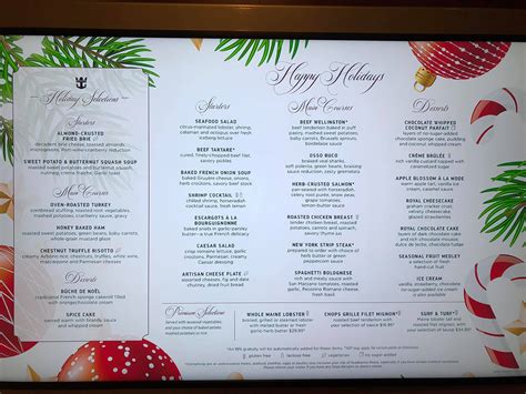 Freedom Of The Seas Main Dining Room Menu