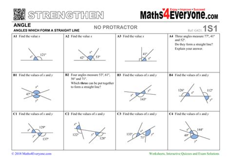 Angles on a Straight Line (Worksheets with Answers) | Teaching Resources