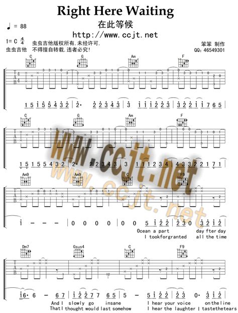 Right Here Waiting by Richard Marx Version2 Guitar Tabs Chords Sheet Music Free ...