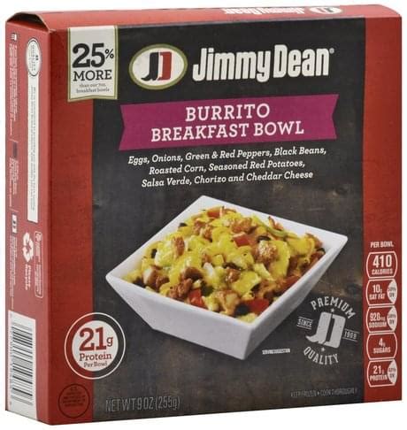 Jimmy Dean Burrito Breakfast Bowl - 9 oz, Nutrition Information | Innit