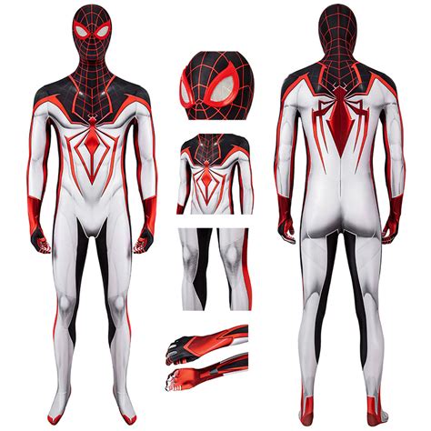 Spider-Man TRACK Suit White Spiderman Miles Morales Cosplay Costume