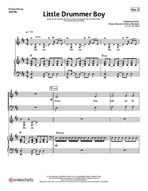 Little Drummer Boy Sheet Music PDF (for KING & COUNTRY) - PraiseCharts