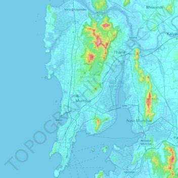 Salsette Island topographic map, elevation, terrain