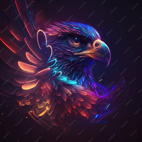 Premium Photo | Abstract neon light Eagle artwork design digital art wallpaper glowing space ...