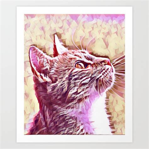 Cat Looking Up V4 Art Print by Luxxe87 | Society6