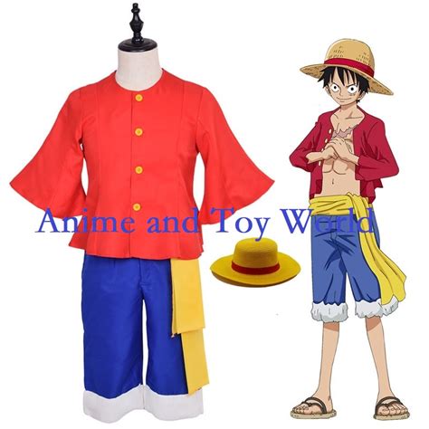 One Piece Luffy Costume Monkey D Luffy New World Costume Outfits Slippers for Halloween ...