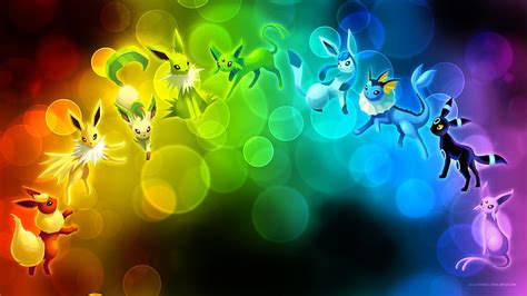 HD wallpaper: Pokemon Eevee evolution digital wallpaper, rainbows ...