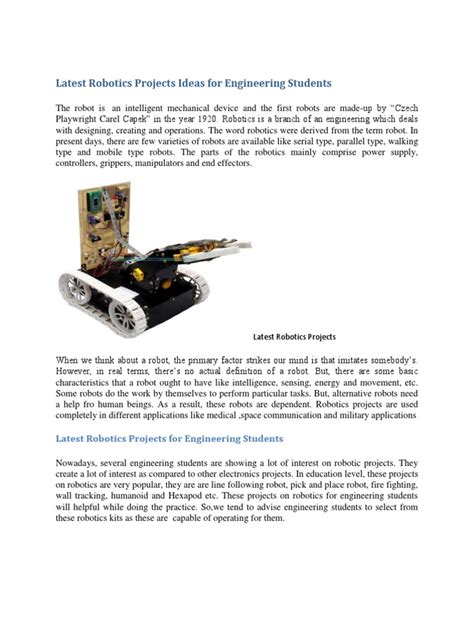 Latest Robotics Projects Ideas for Engineering Students | Robotics | Robot