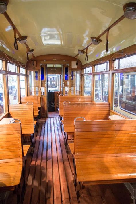 Vintage tram car interior stock image. Image of wooden - 49722373