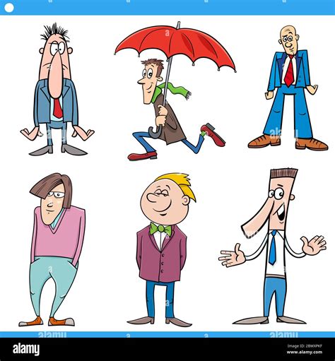 Cartoon Illustration Set of Funny Men Characters Stock Vector Image ...