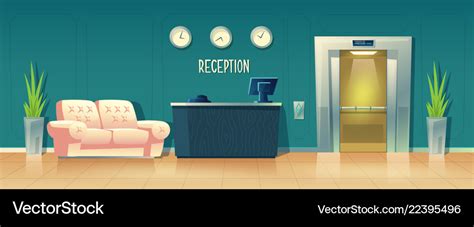 Background with reception desk in hotel Royalty Free Vector