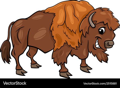 Bison american buffalo cartoon Royalty Free Vector Image