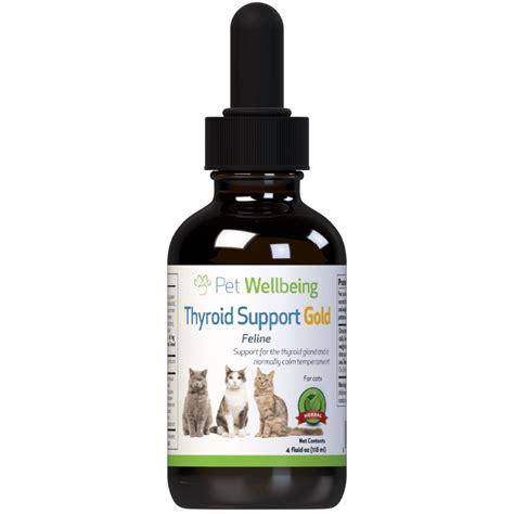 Pet Wellbeing Natural Cat Hyperthyroidism Support - Thyroid Support Gold 4oz (118ml) - Walmart.com