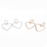 Amour Double Heart Statement Hoop Earrings in Rose Gold or Silver – MyBodiArt