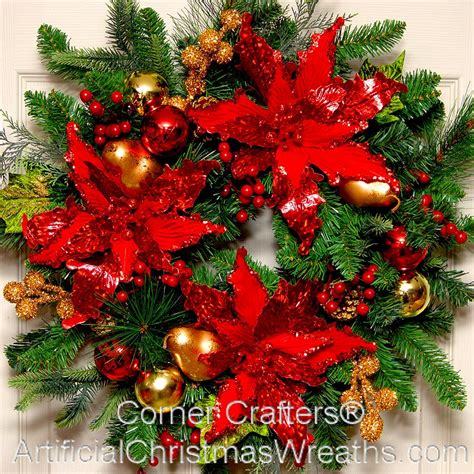 POINSETTIA WREATH | ArtificialChristmasWreaths.com | CHRISTMAS WREATHS