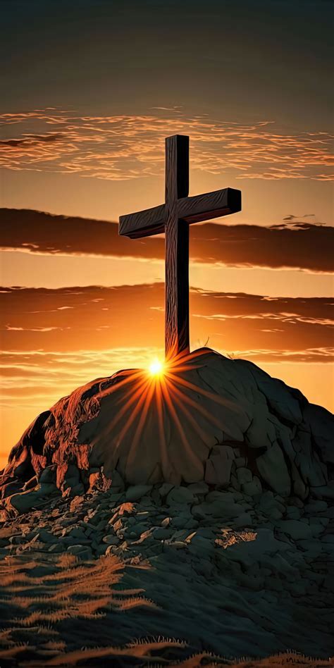 Christian cross Wallpaper 4K, AI art, Sunset, Jesus Cross