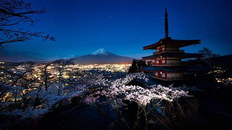 HD wallpaper: Religious, Pagoda, Cherry Blossom, Japan, Mount Fuji ...