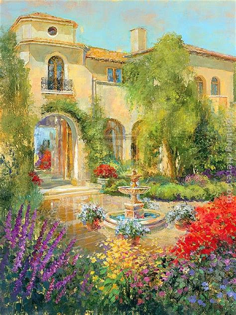 Michael Longo Spanish Courtyard II painting anysize 50% off - Spanish Courtyard II painting for sale