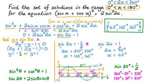 Question Video: Solving a Trigonometric Equation Using Double-Angle Identities | Nagwa