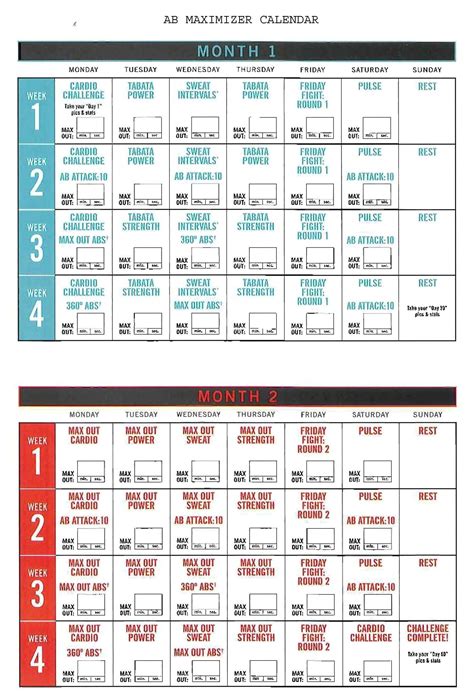 Printable Insanity Max 30 Calendar