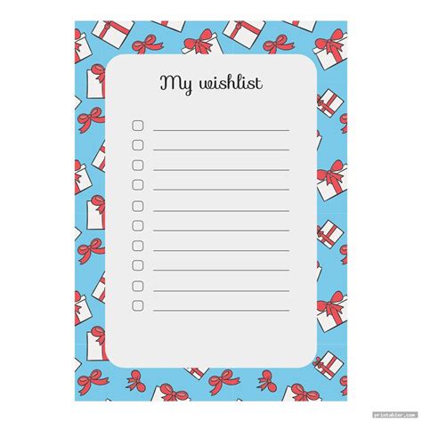 Birthday Wish List Template Printable - Gridgit.com