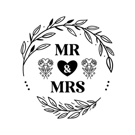 Premium Vector | Hand lettering mr and mrs wedding bride groom couple love heart typography ...