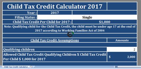 Download Free Child Tax Credit Calculator in Excel