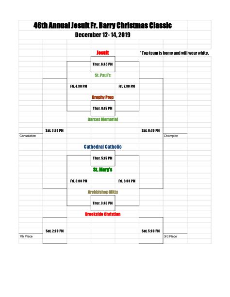 2019-20 Basketball Schedule – Barry Final – Fr. Barry Basketball Tournament