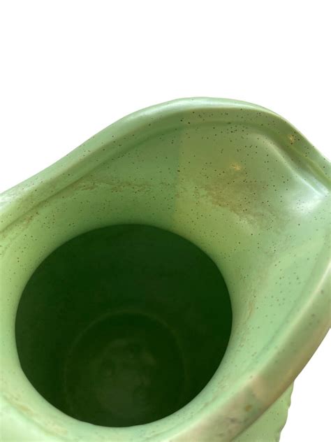 Green USA Pottery Ribbed Water Iced Tea Pitcher Vintage | eBay