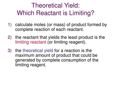 PPT - Theoretical Yield: Which Reactant is Limiting? PowerPoint ...