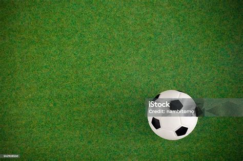 Soccer Football Field Grass Ball Background Flat Lay Top View Stock Photo - Download Image Now ...