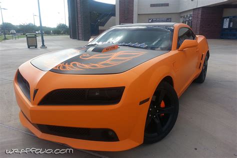 Centerline Wraps matte orange Camaro wrap | Wrapfolio